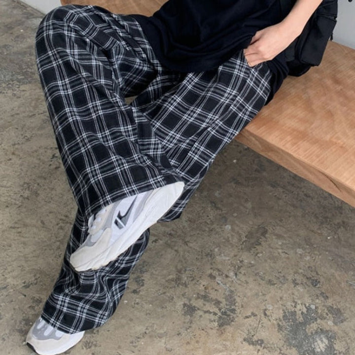 Pantaloni oversize larghi a quadri