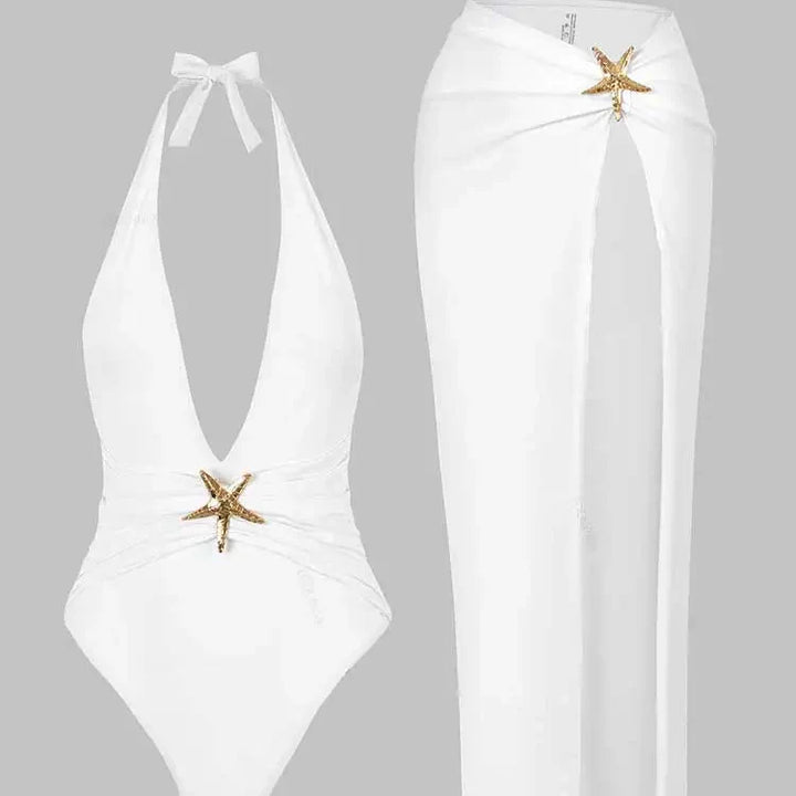 Set da spiaggia con gonna lunga e stella decorativa