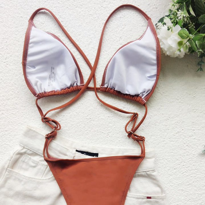 Costume da bagno intero con strisce decorative