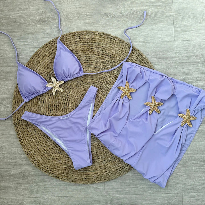 Set spiaggia 3 pezzi con motivo stella marina
