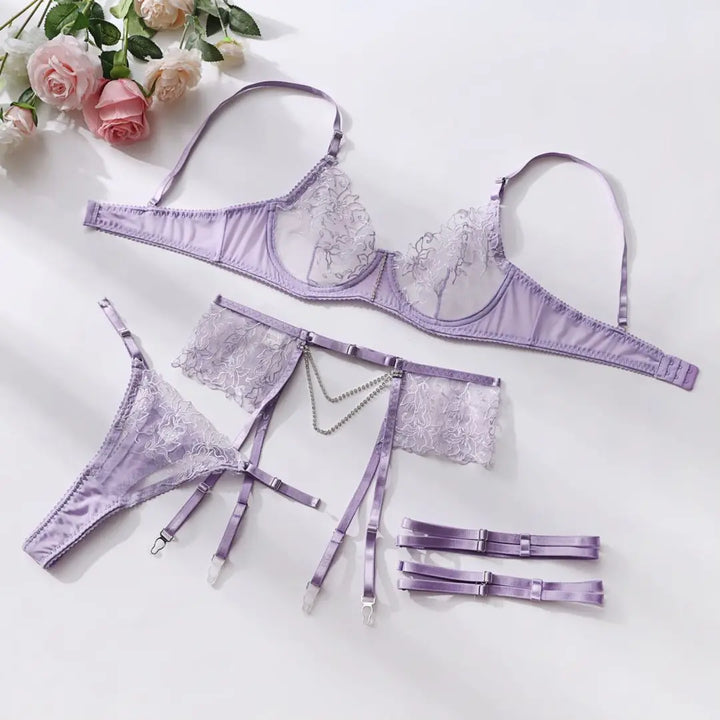 Set di lingerie con catena di cristalli