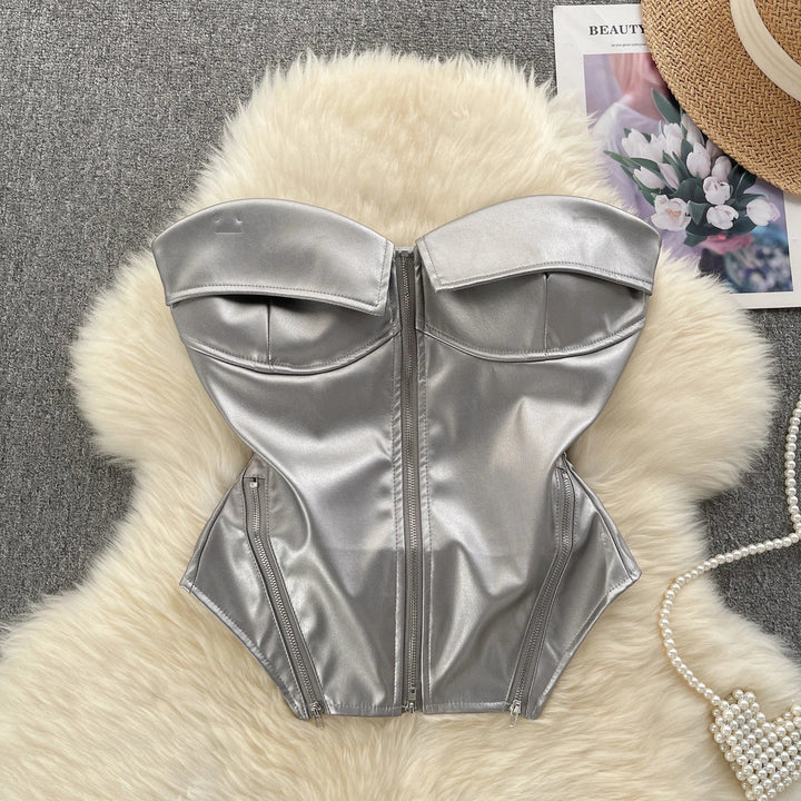Corsetto in similpelle con zip