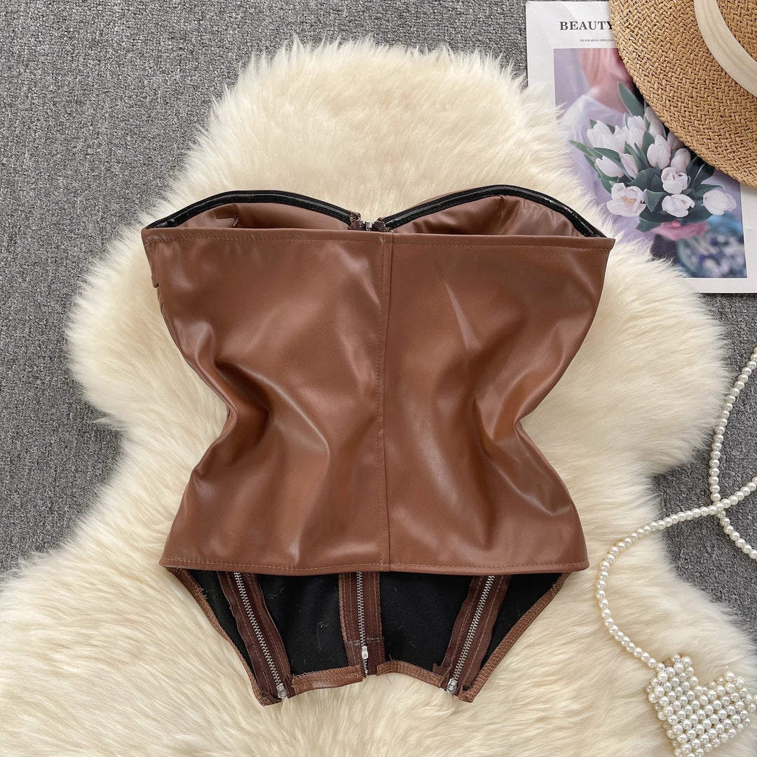 Corsetto in similpelle con zip