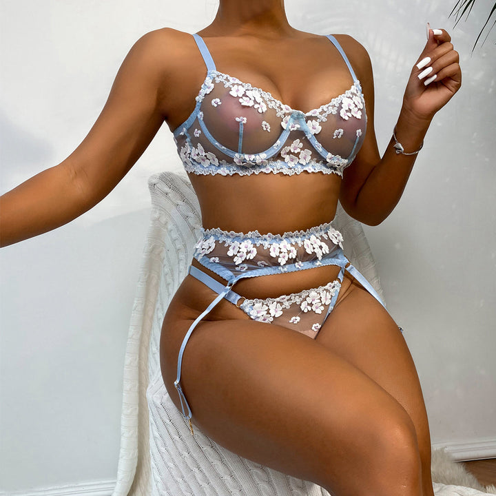 Completo intimo 3 pezzi con motivo floreale
