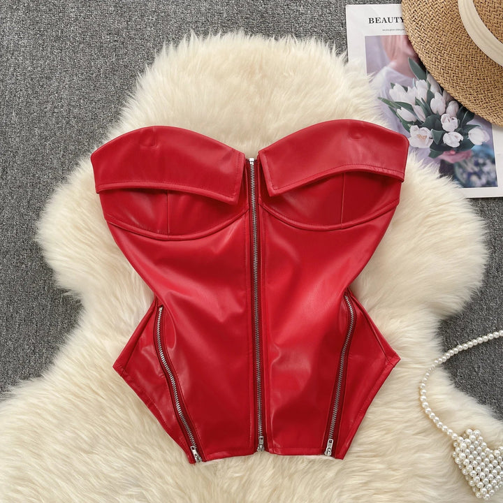 Corsetto in similpelle con zip