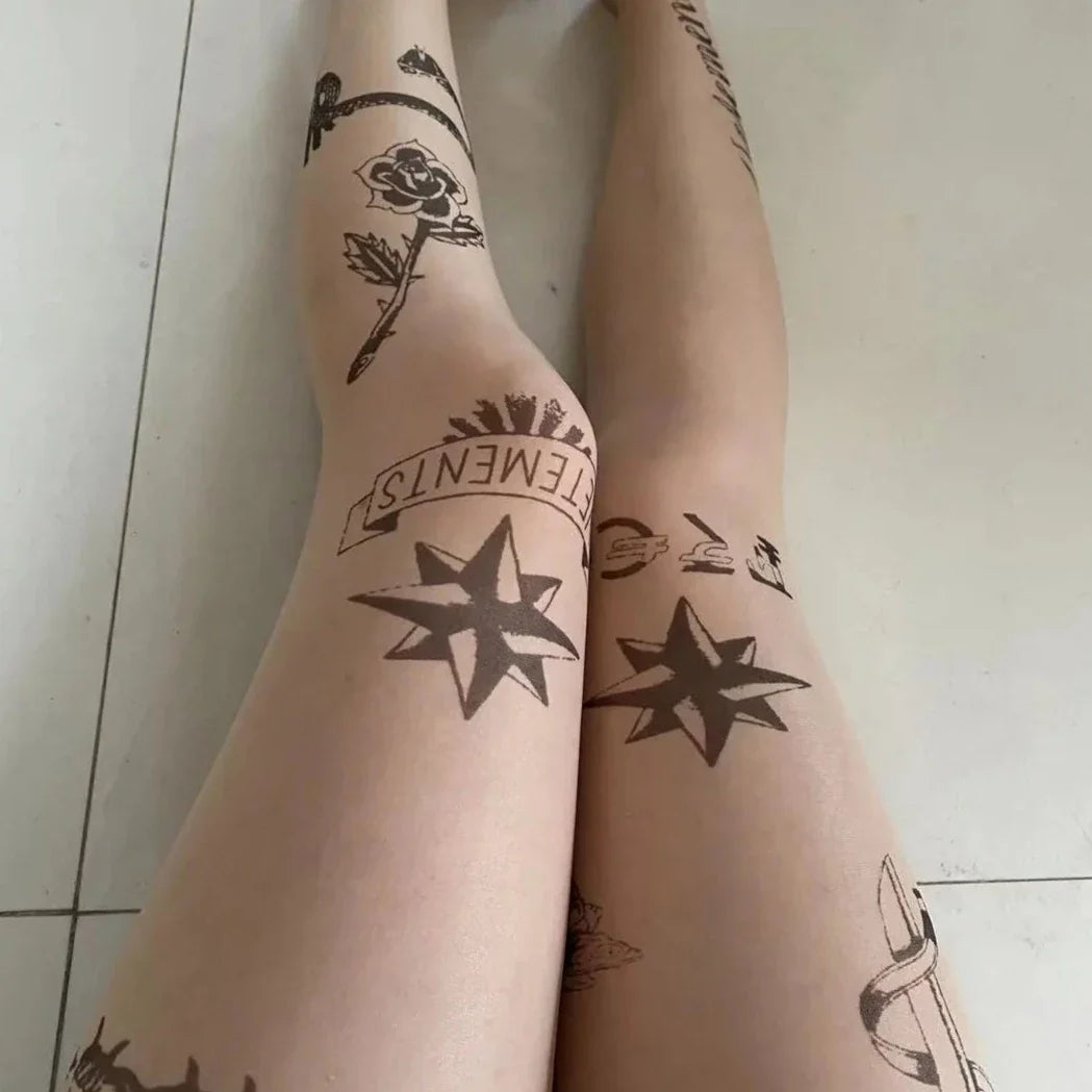 Collant con motivo tatuaggio