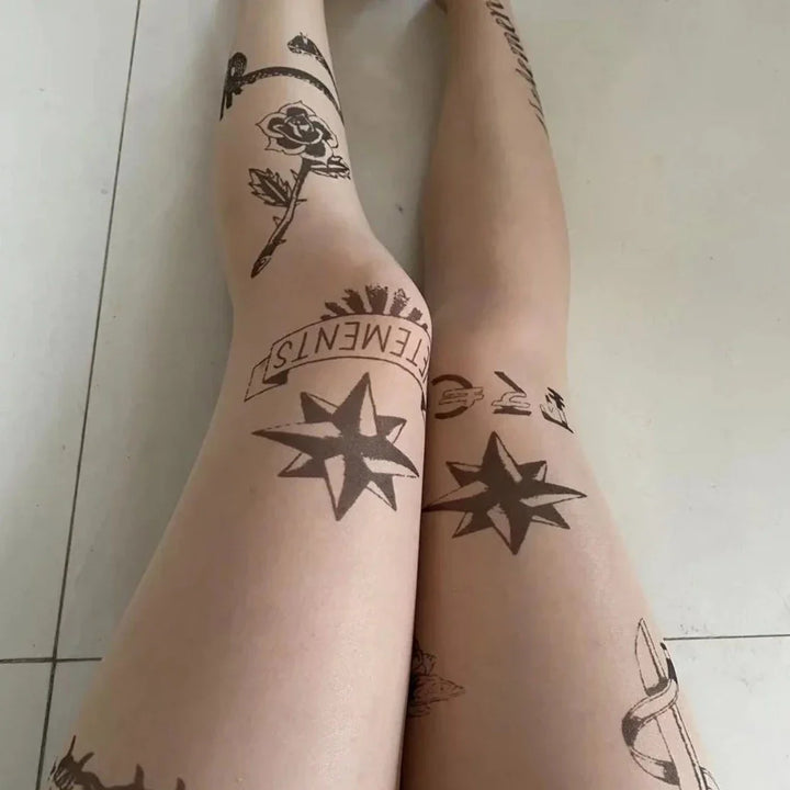 Collant con motivo tatuaggio