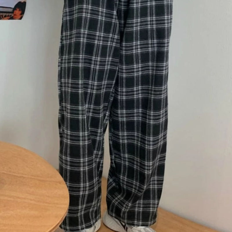 Pantaloni oversize larghi a quadri
