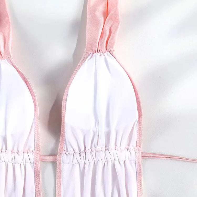 Costume da bagno intero plissettato con scollatura profonda