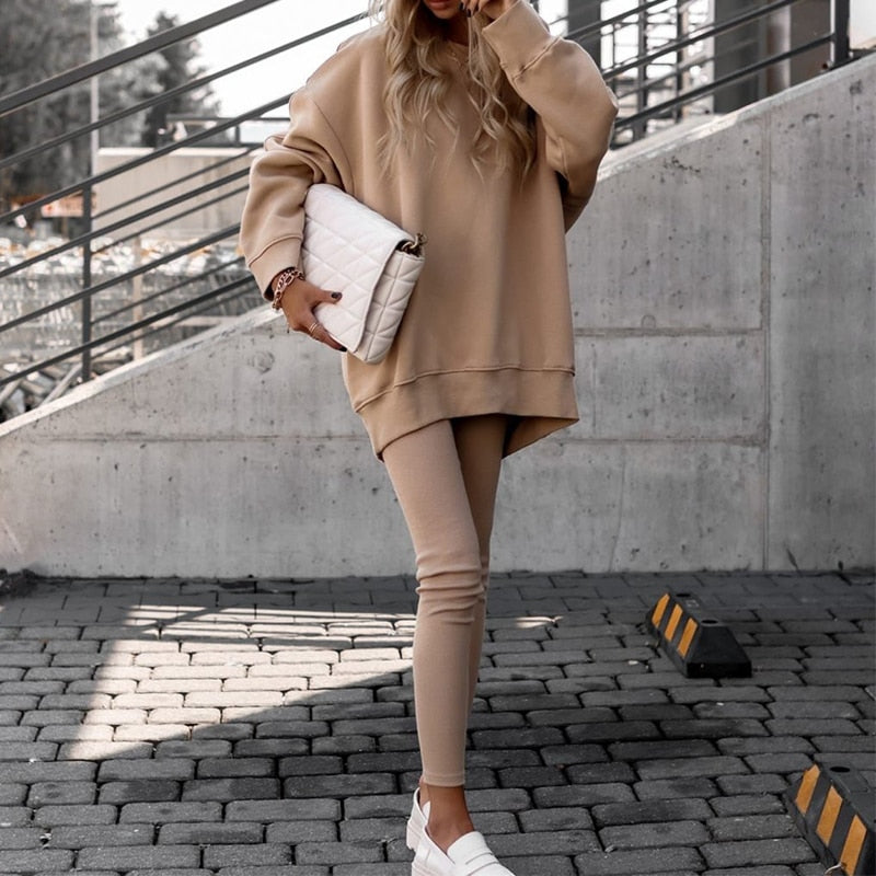 Caldo completo tuta da casa con leggings