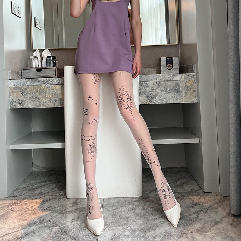 Collant con motivo tatuaggio