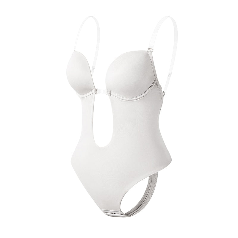 Body modellante con schiena scoperta e spalline trasparenti
