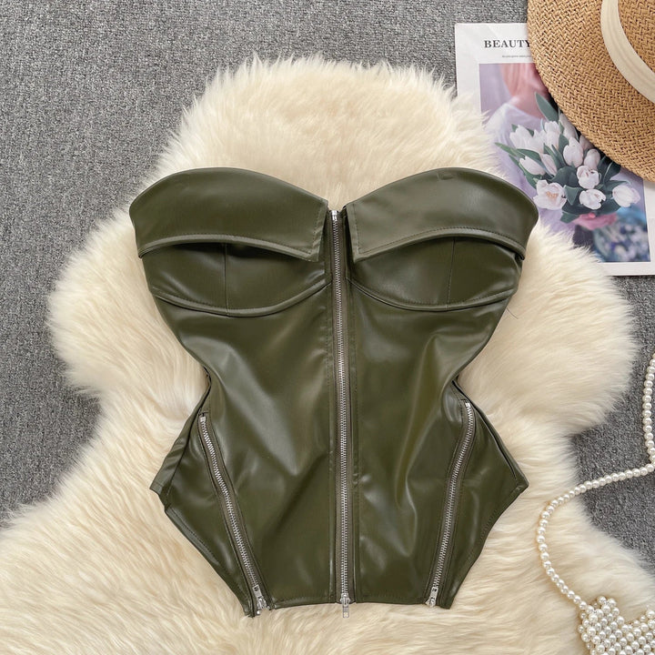 Corsetto in similpelle con zip