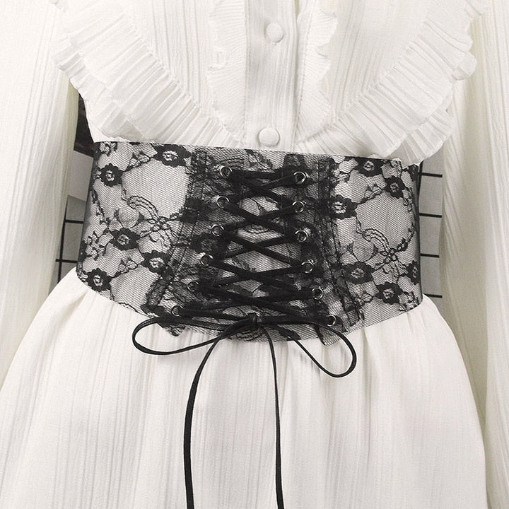 Corsetto in pizzo con laccetti frontali