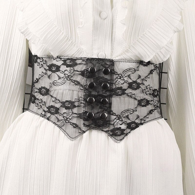 Corsetto in pizzo con laccetti frontali