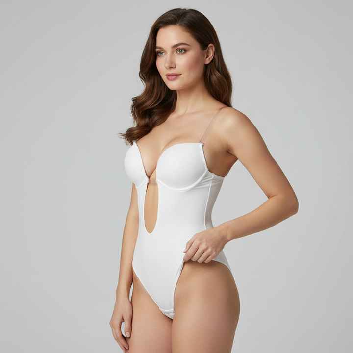 Body modellante con schiena scoperta e spalline trasparenti