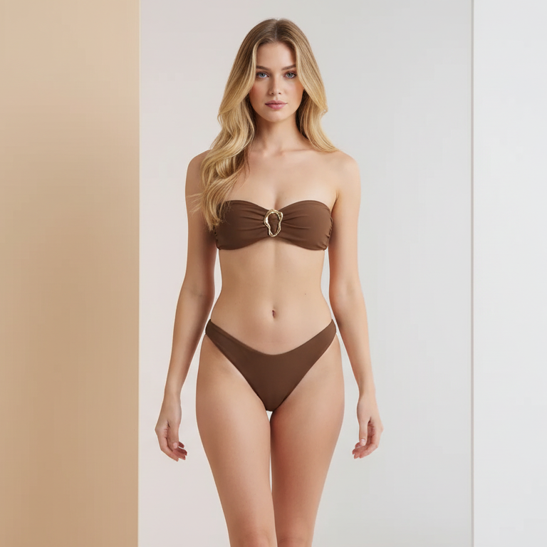 Costume da bagno bandeau due pezzi con fibbia gioiello