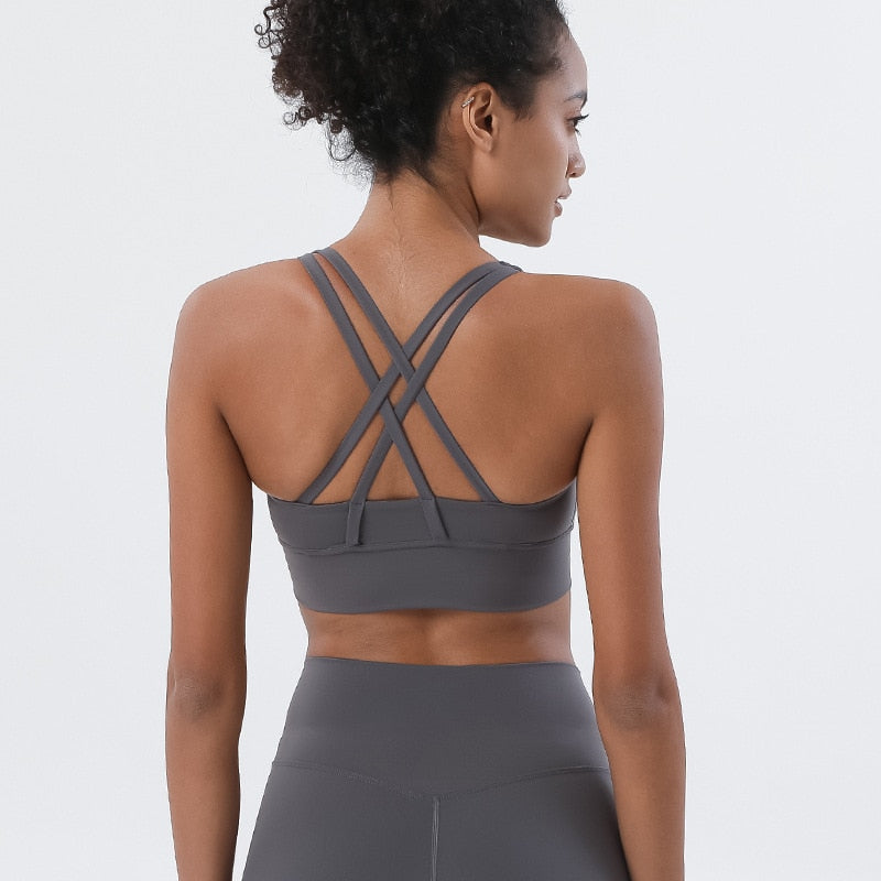 Reggiseno sportivo con spalline incrociate