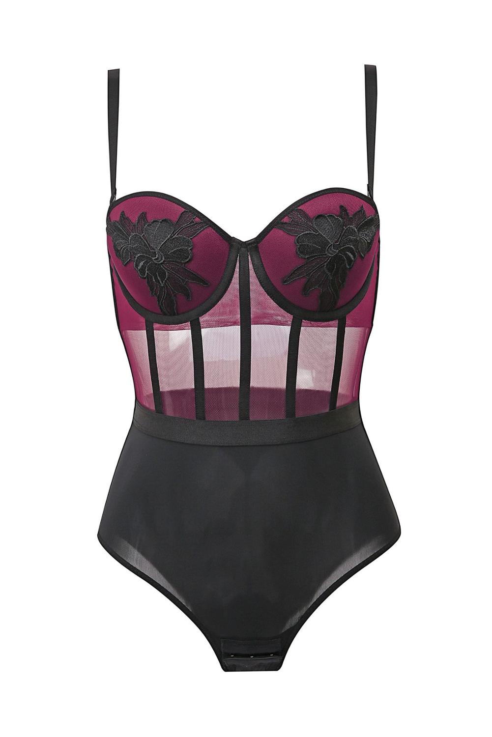 Body con ricamo floreale