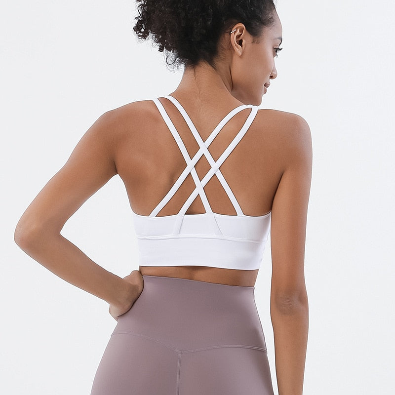 Reggiseno sportivo con spalline incrociate