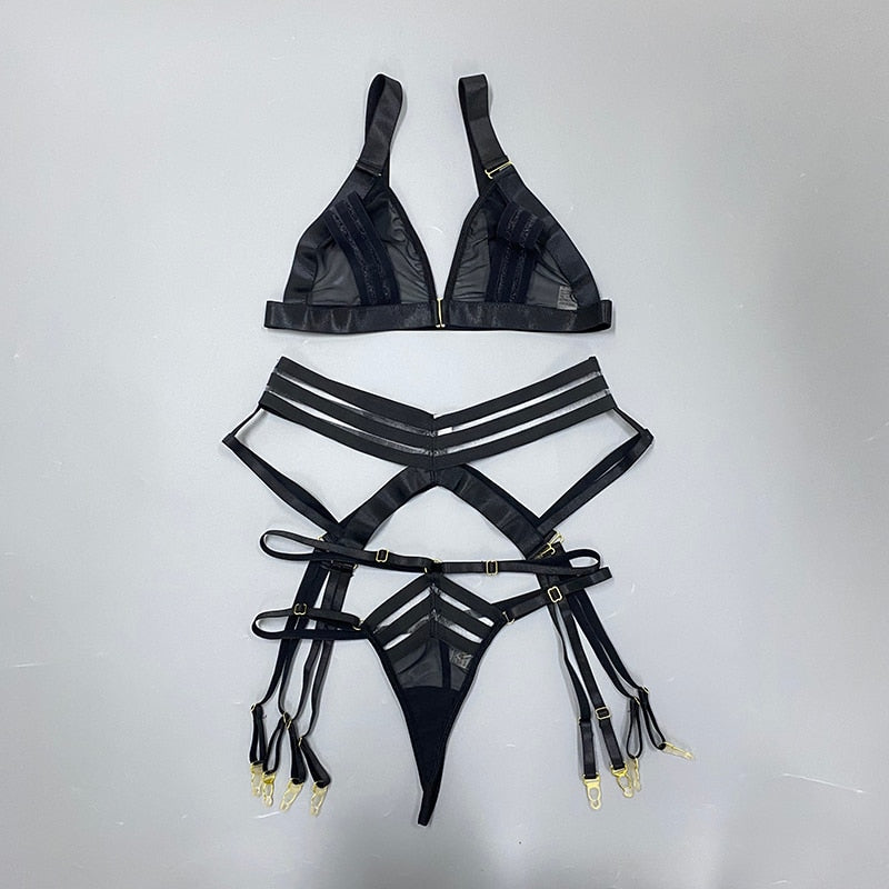 Completo intimo a righe 3 pezzi