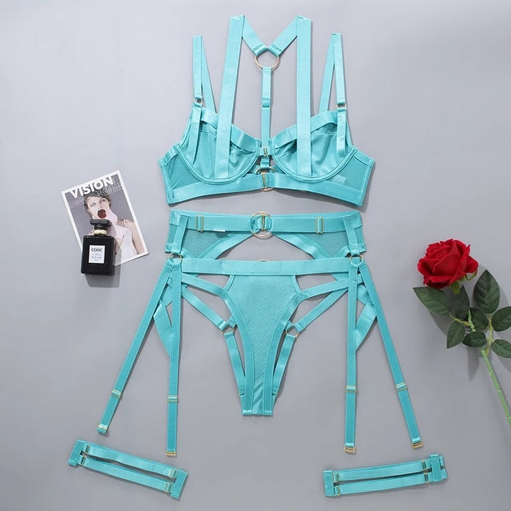 Completo intimo 3 pezzi con strisce decorative