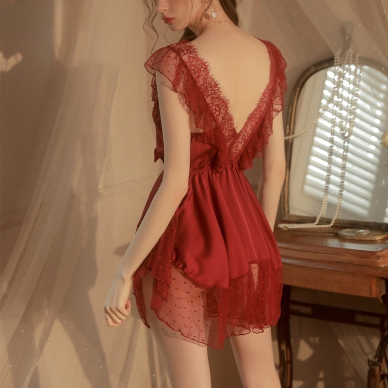Camicia da notte in rete di pizzo