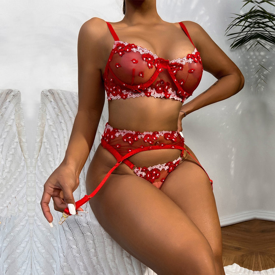 Set biancheria 3 pezzi con fiori