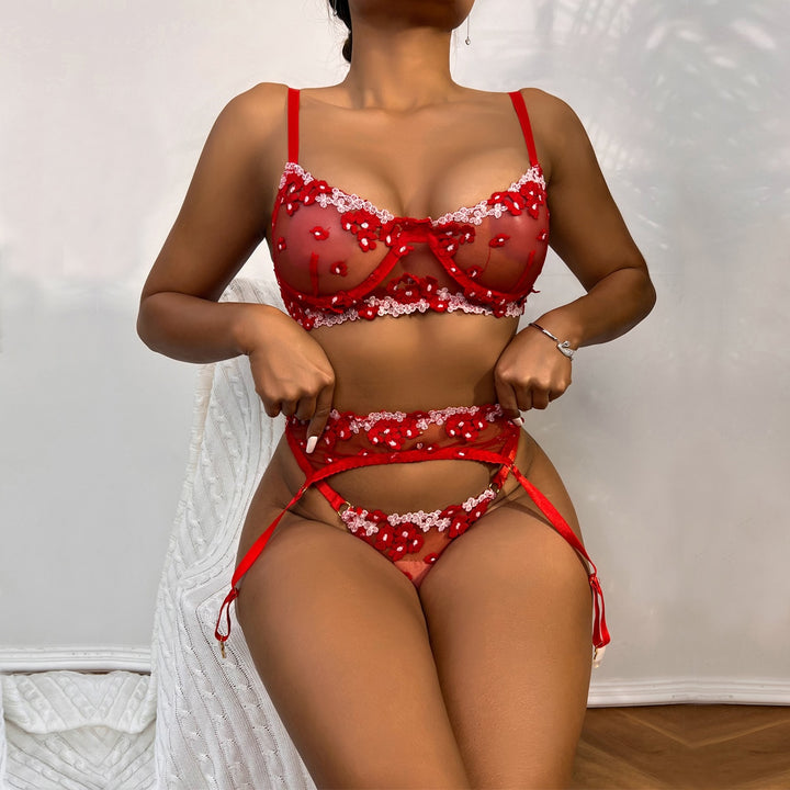 Set biancheria 3 pezzi con fiori