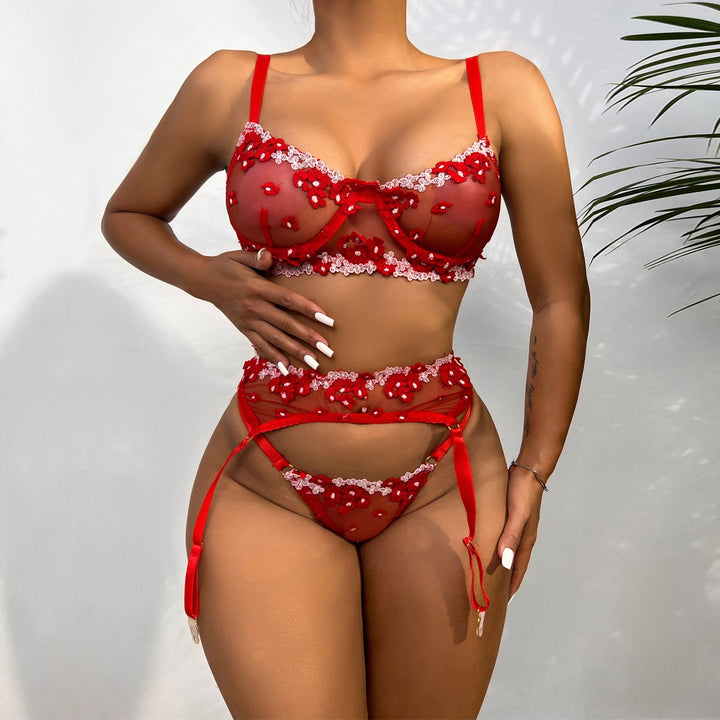 Set biancheria 3 pezzi con fiori